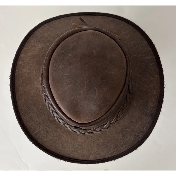 Barmah Australia Foldaway Bronco Leather Hat Brown Men S 1060 Waterproof 50+ UPF - Picture 9 of 16